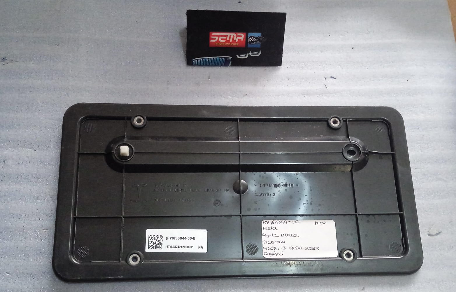 PORTAPLACA TRASERA TESLA MODEL 3 2020-2023 109844-00