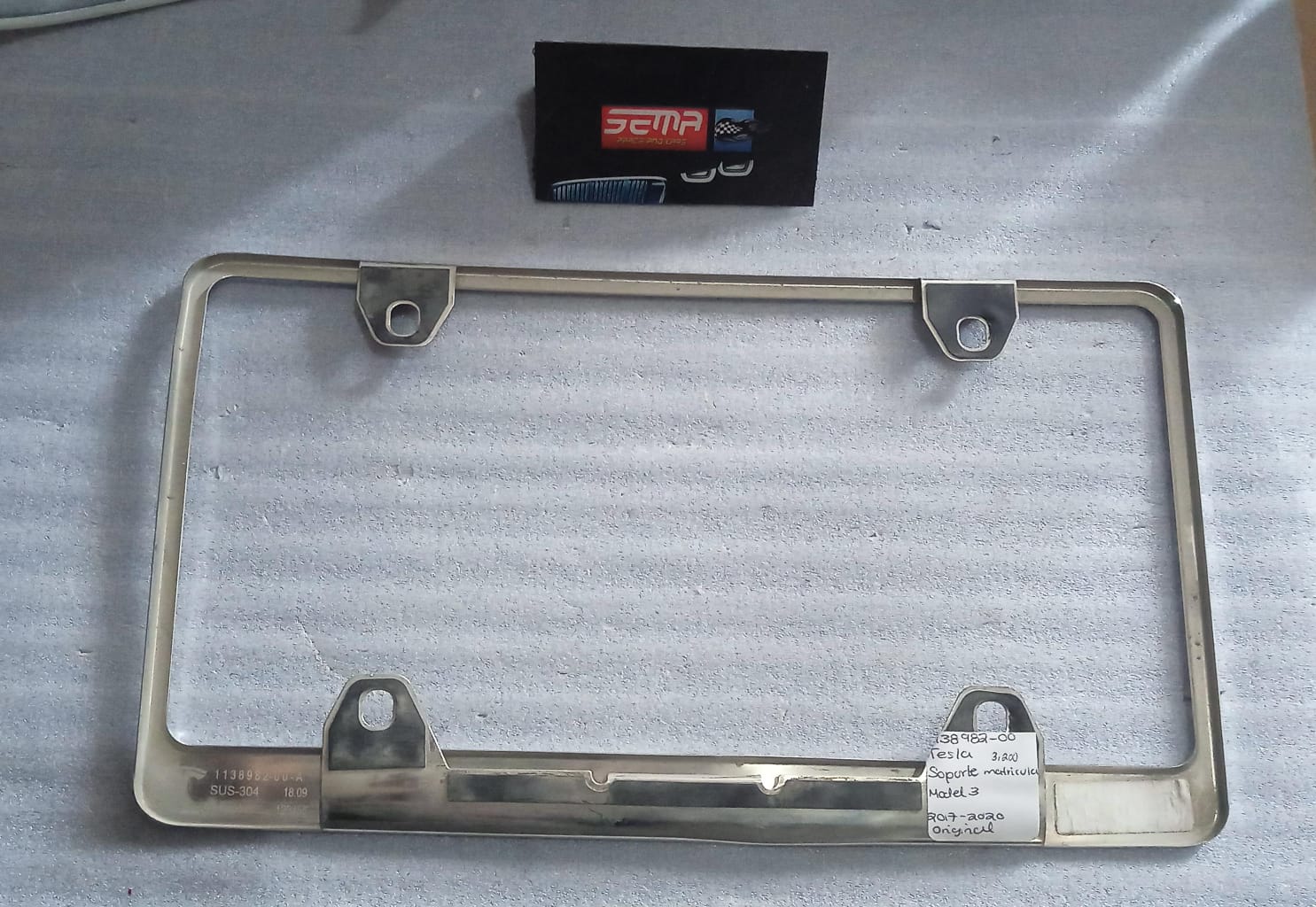 PORTA PLACA TESLA MODEL 3 2017-2020 1138982-00 - Imagen 2
