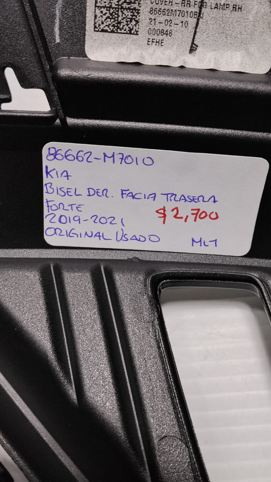 BISEL DE FACIA TRASERA DERECHA KIA FORTE 2019-2021 86662-M7010 - Imagen 3