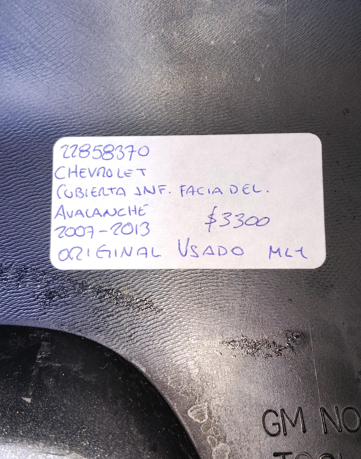 CUBIERTA INFERIOR DE FACIA DELANTERA CHEVROLET AVALANCHE 2007-2013 22858370